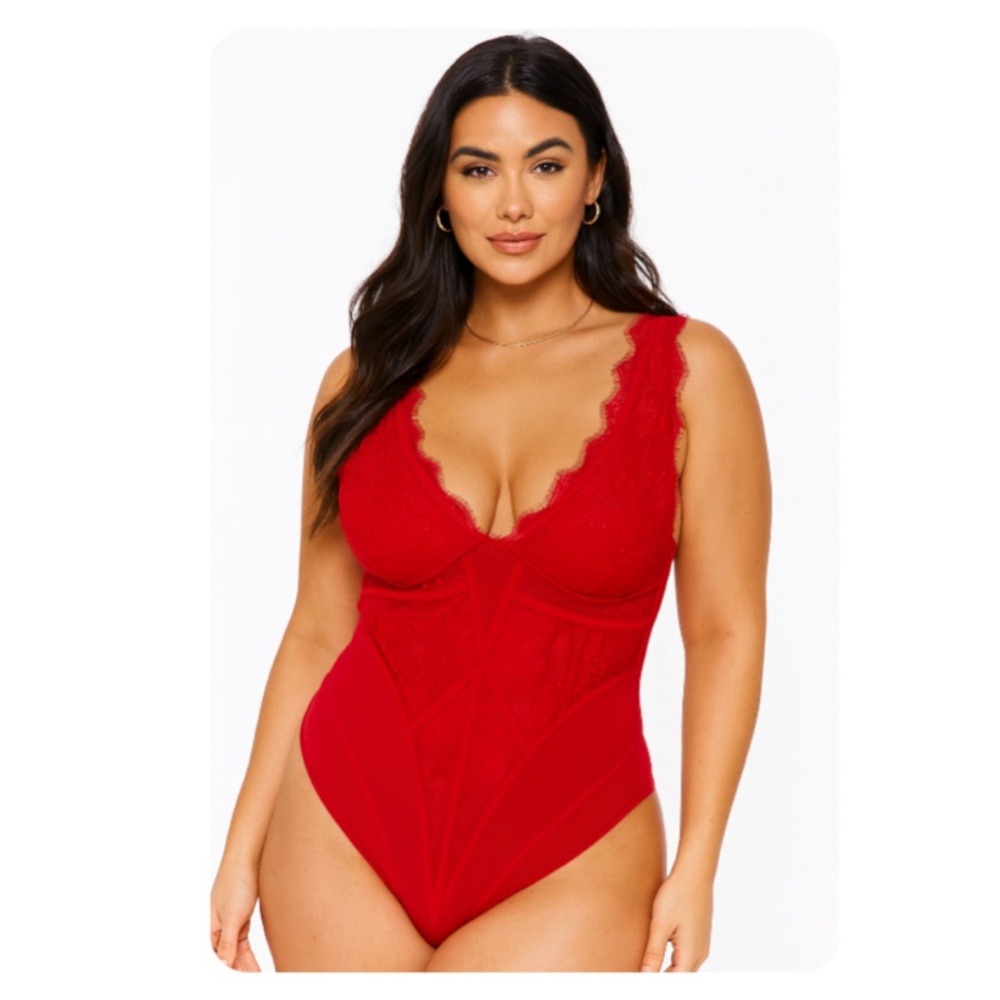 bebe Red Lace Bodysuit